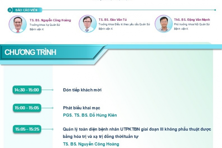 SINH HOẠT KHOA HỌC: “QUẢN LÝ BỆNH NHÂN UNG THƯ PHỔI KHÔNG TẾ BÀO NHỎ GIAI ĐOẠN III KHÔNG MỔ ĐƯỢC SAU HÓA TRỊ”